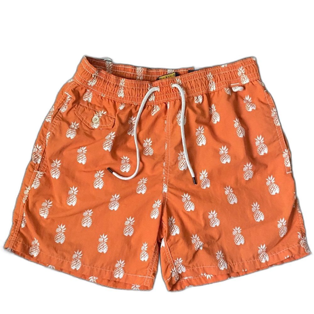 Polo Ralph Lauren Orange Pineapple Print Swim Trunks size S Swim Beach Vacation